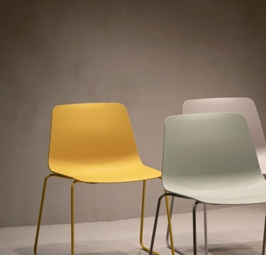 Designer chairs of various colors